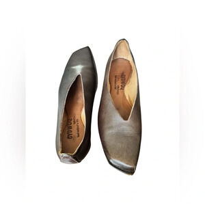 Cydwoq  Brown Leather Square Toe Slip On Shoe Size 36